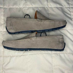 Wolf & Shepherd Mens Taupe Suede Round Toe Slip On Loafer Shoes Size US 8